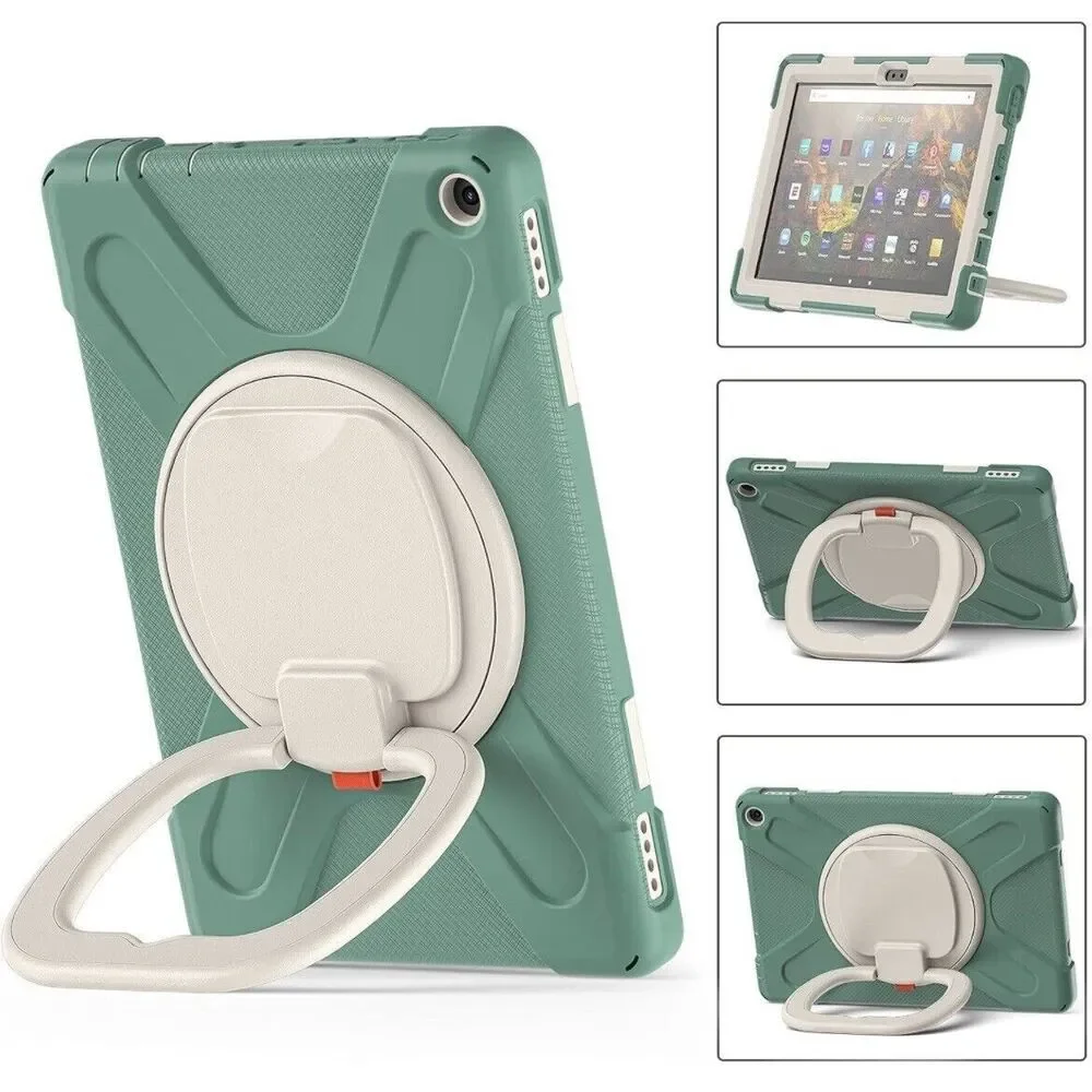360° Rotating Portable Travel Kids Rugged Stand Carrying Case Fire HD 10 Tablet